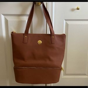 New Joy Mangano Double Decker Leather Tote